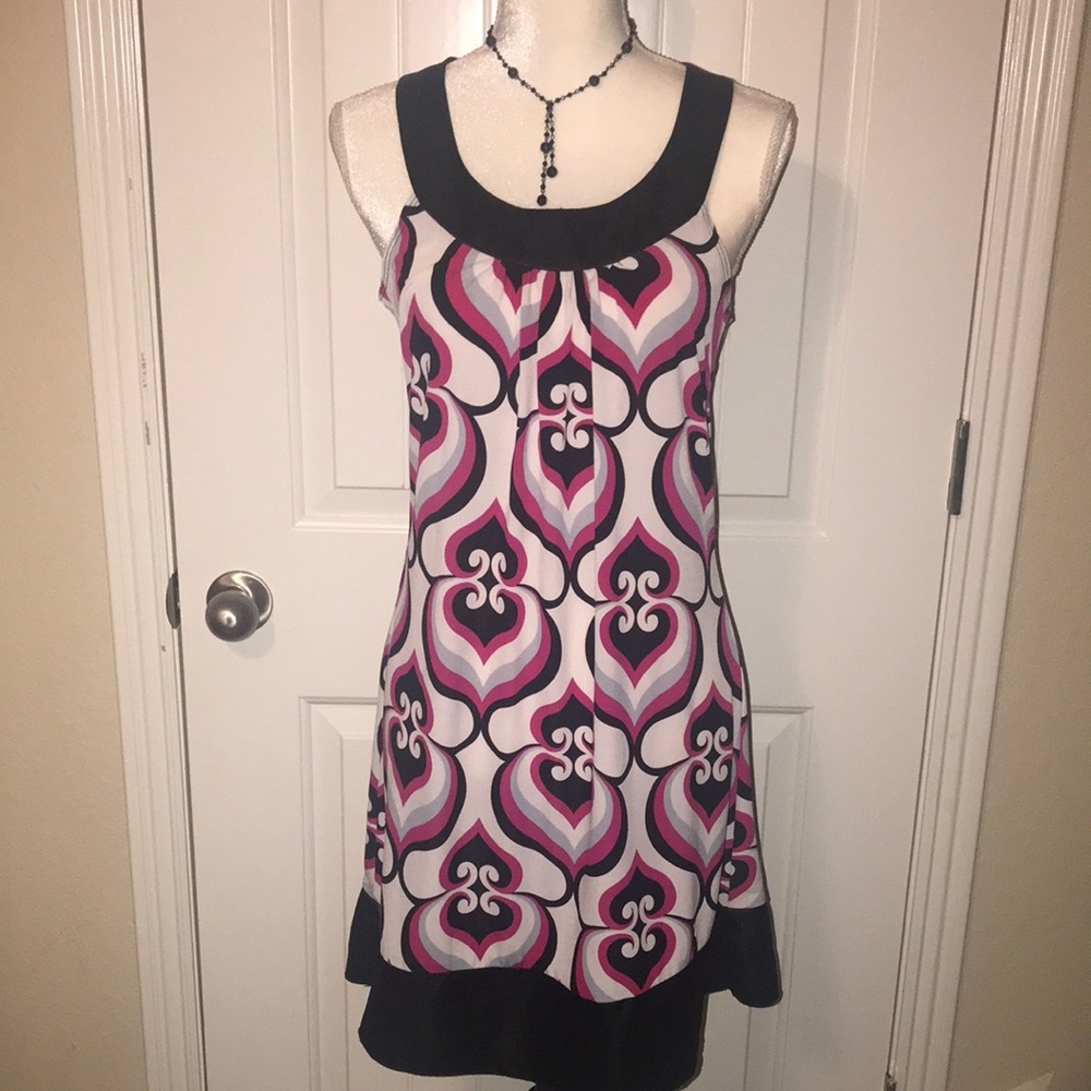 Three Pink Hearts Round Neck Sleeveless Mini M
